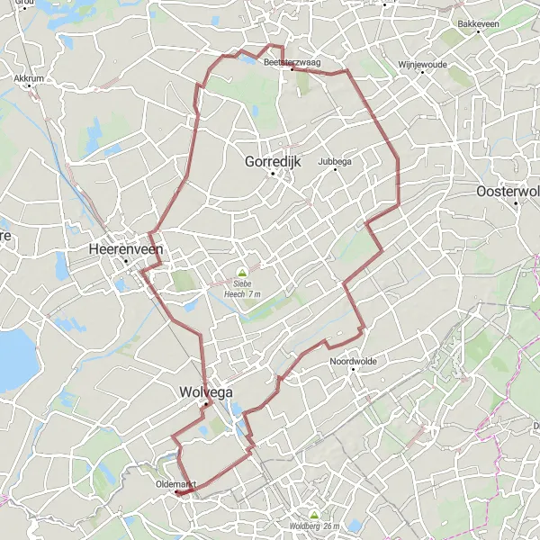 Map miniature of "Gravel Adventure to Olterterp" cycling inspiration in Overijssel, Netherlands. Generated by Tarmacs.app cycling route planner
