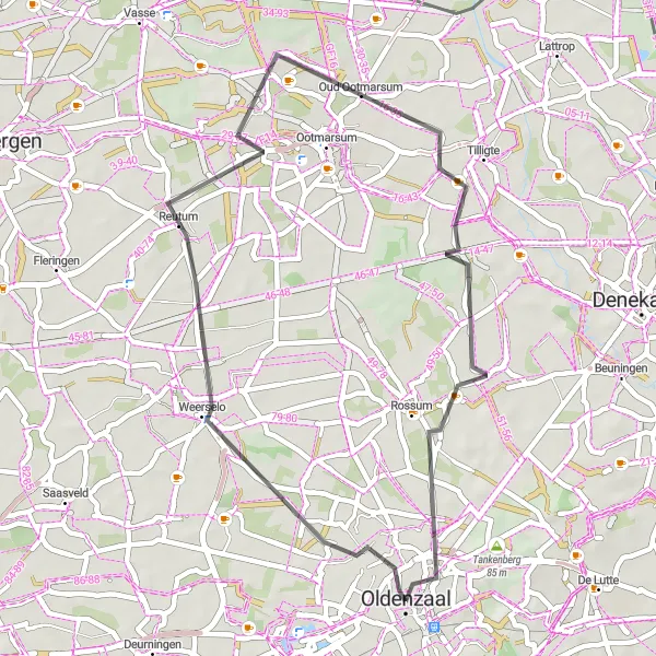 Map miniature of "Rossum Ride" cycling inspiration in Overijssel, Netherlands. Generated by Tarmacs.app cycling route planner