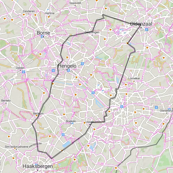 Map miniature of "Deurningen Loop" cycling inspiration in Overijssel, Netherlands. Generated by Tarmacs.app cycling route planner