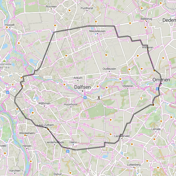 Map miniature of "Ommen - Nieuwleusen Loop" cycling inspiration in Overijssel, Netherlands. Generated by Tarmacs.app cycling route planner