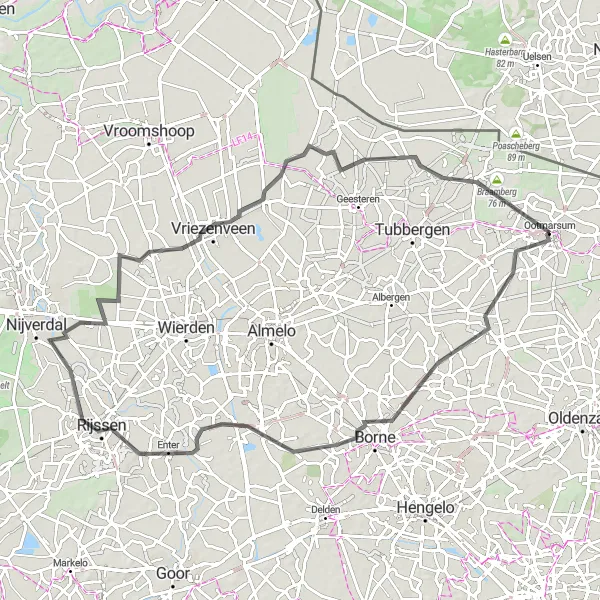Map miniature of "Dutch Delight" cycling inspiration in Overijssel, Netherlands. Generated by Tarmacs.app cycling route planner
