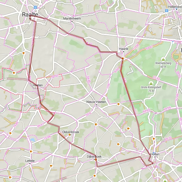 Miniatuurkaart van de fietsinspiratie "Gravelavontuur rond Raalte" in Overijssel, Netherlands. Gemaakt door de Tarmacs.app fietsrouteplanner
