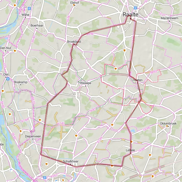 Miniatuurkaart van de fietsinspiratie "Graveltocht langs Lettele en Schalkhaar" in Overijssel, Netherlands. Gemaakt door de Tarmacs.app fietsrouteplanner