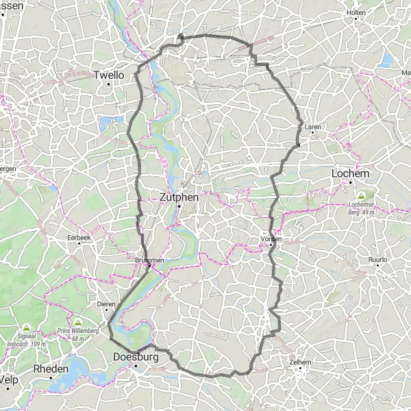 Map miniature of "Bathmen Highlights Road Tour" cycling inspiration in Overijssel, Netherlands. Generated by Tarmacs.app cycling route planner
