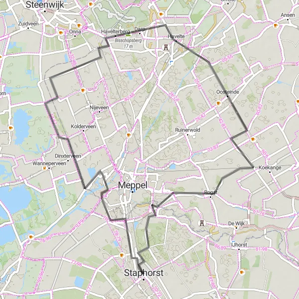 Map miniature of "Charming Havelterberg Route" cycling inspiration in Overijssel, Netherlands. Generated by Tarmacs.app cycling route planner