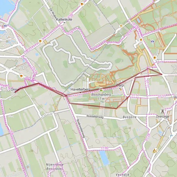 Miniatuurkaart van de fietsinspiratie "Korte Gravelverkenning" in Overijssel, Netherlands. Gemaakt door de Tarmacs.app fietsrouteplanner