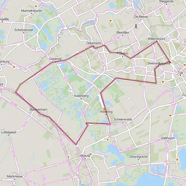 Map miniature of "Gravel Ride through Scenic Beauty" cycling inspiration in Overijssel, Netherlands. Generated by Tarmacs.app cycling route planner