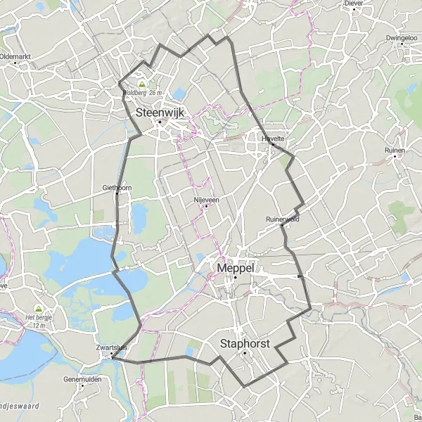 Map miniature of "Havixhorst Loop" cycling inspiration in Overijssel, Netherlands. Generated by Tarmacs.app cycling route planner