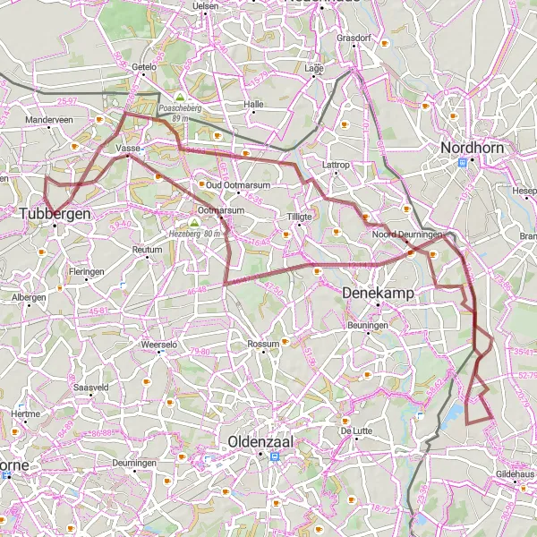 Miniatuurkaart van de fietsinspiratie "Ontdek de Twentse natuur" in Overijssel, Netherlands. Gemaakt door de Tarmacs.app fietsrouteplanner