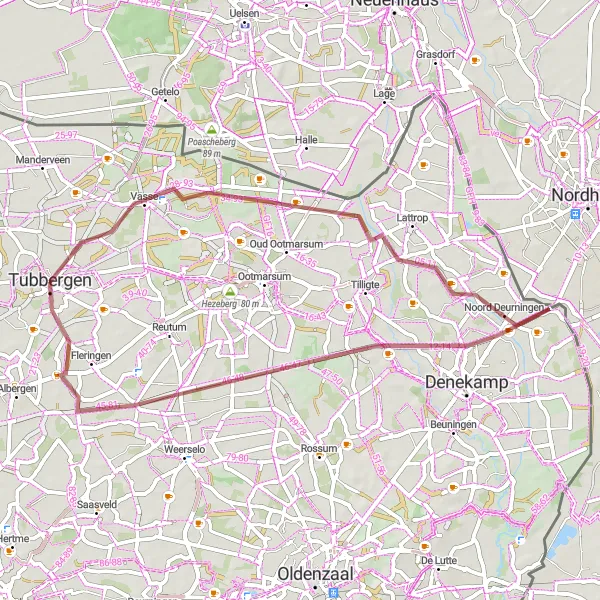 Miniatuurkaart van de fietsinspiratie "Gravelroute Hezingen - Noord Deurningen" in Overijssel, Netherlands. Gemaakt door de Tarmacs.app fietsrouteplanner