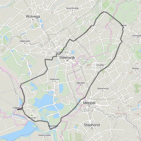 Map miniature of "Hills and History" cycling inspiration in Overijssel, Netherlands. Generated by Tarmacs.app cycling route planner