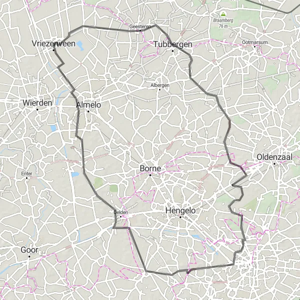 Miniatuurkaart van de fietsinspiratie "Rondje Geesteren en omgeving" in Overijssel, Netherlands. Gemaakt door de Tarmacs.app fietsrouteplanner