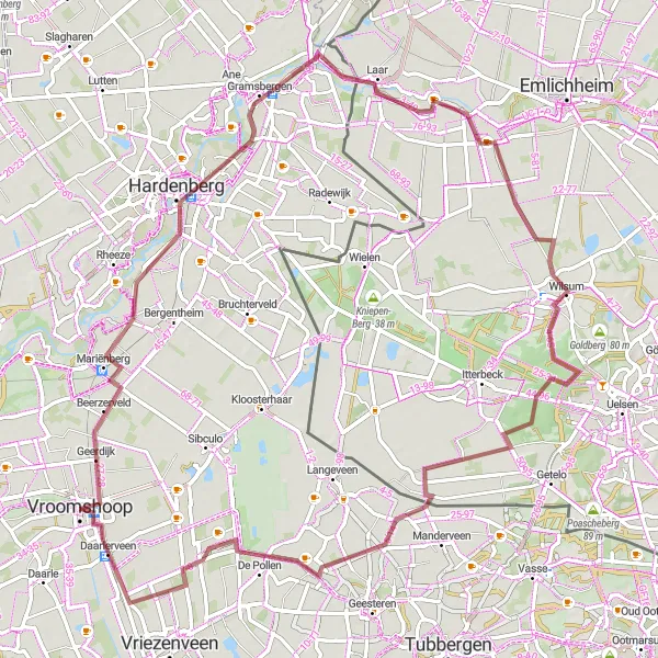 Map miniature of "The Gravel Adventure" cycling inspiration in Overijssel, Netherlands. Generated by Tarmacs.app cycling route planner
