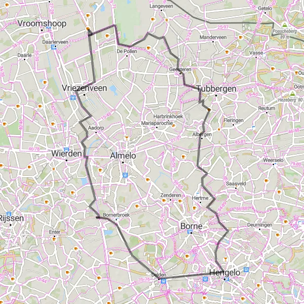 Map miniature of "The Geesteren Loop" cycling inspiration in Overijssel, Netherlands. Generated by Tarmacs.app cycling route planner