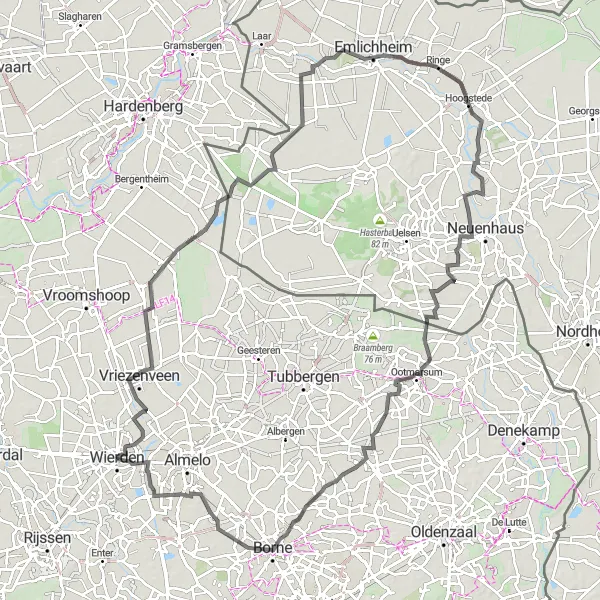 Map miniature of "Wierden to Tusveld Adventure" cycling inspiration in Overijssel, Netherlands. Generated by Tarmacs.app cycling route planner