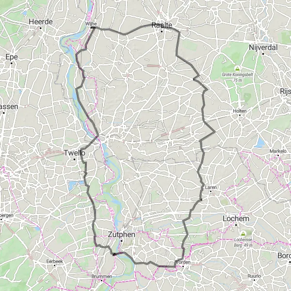 Miniatuurkaart van de fietsinspiratie "Kastelen en landgoederen route" in Overijssel, Netherlands. Gemaakt door de Tarmacs.app fietsrouteplanner