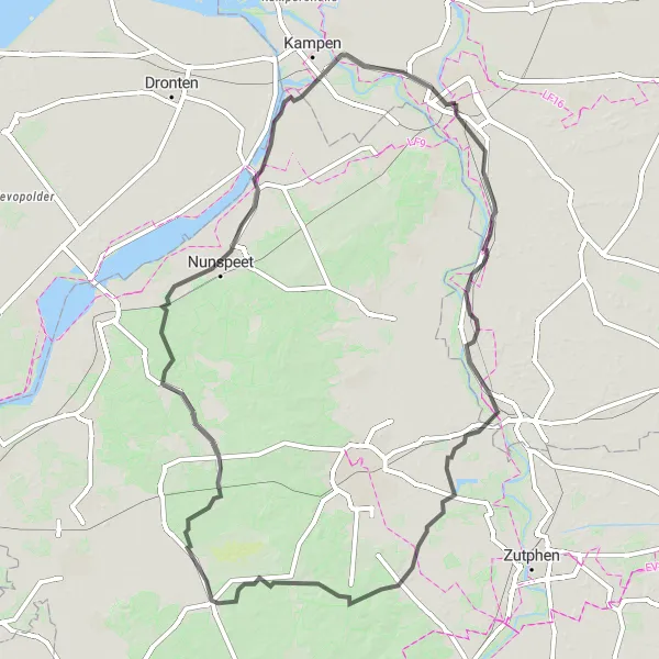 Miniatuurkaart van de fietsinspiratie "Wijhe naar Zwolle Route" in Overijssel, Netherlands. Gemaakt door de Tarmacs.app fietsrouteplanner