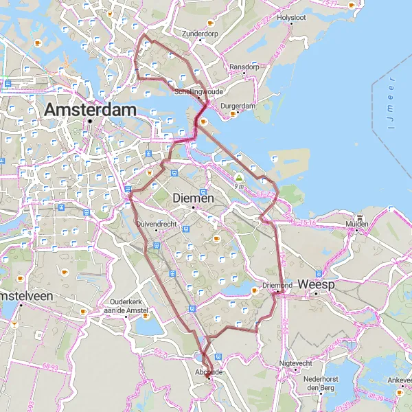 Map miniature of "Abcoude Gravel Escape" cycling inspiration in Utrecht, Netherlands. Generated by Tarmacs.app cycling route planner