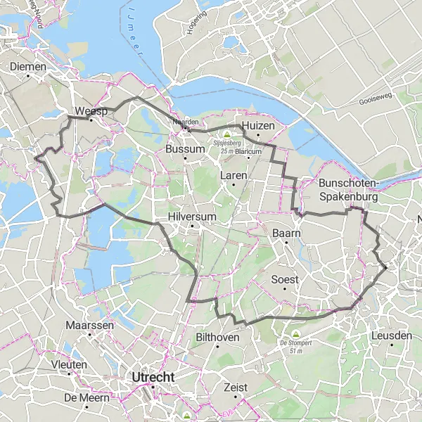 Map miniature of "Utrecht Hill Tour" cycling inspiration in Utrecht, Netherlands. Generated by Tarmacs.app cycling route planner