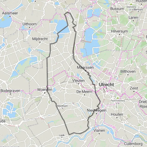 Miniatuurkaart van de fietsinspiratie "Fietsroute door Utrechts landschap" in Utrecht, Netherlands. Gemaakt door de Tarmacs.app fietsrouteplanner
