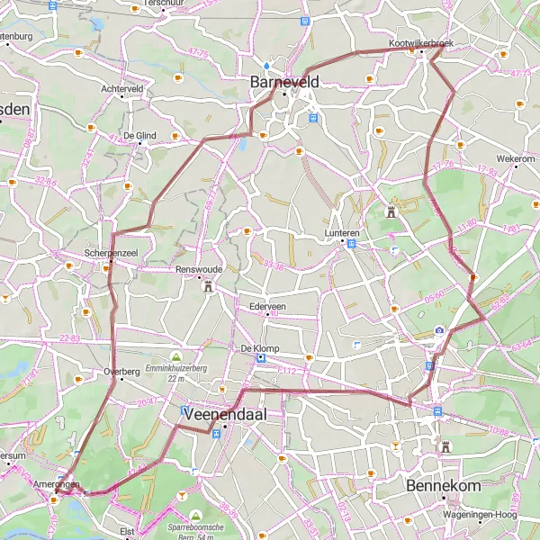 Miniatuurkaart van de fietsinspiratie "Natuurlijk Schoon van Scherpenzeel" in Utrecht, Netherlands. Gemaakt door de Tarmacs.app fietsrouteplanner