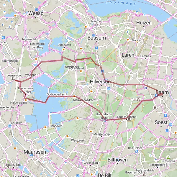 Miniatuurkaart van de fietsinspiratie "Pittoreske Polders en Dijken" in Utrecht, Netherlands. Gemaakt door de Tarmacs.app fietsrouteplanner