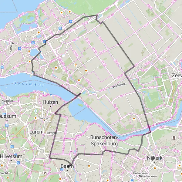 Miniatuurkaart van de fietsinspiratie "Historische Route Baarn en omgeving" in Utrecht, Netherlands. Gemaakt door de Tarmacs.app fietsrouteplanner