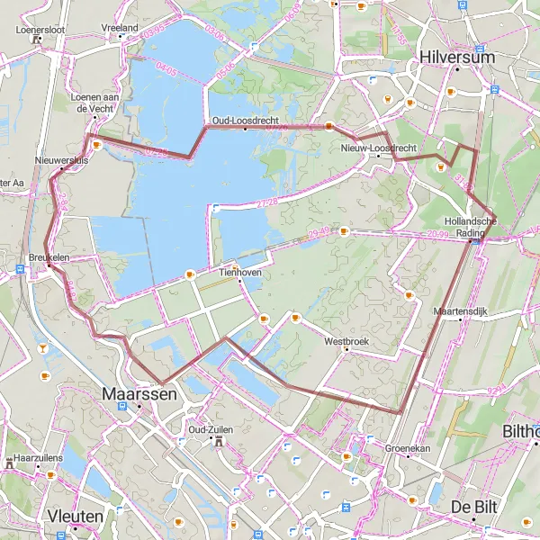 Miniatuurkaart van de fietsinspiratie "Gravelavontuur rond Loosdrechtse Plassen" in Utrecht, Netherlands. Gemaakt door de Tarmacs.app fietsrouteplanner