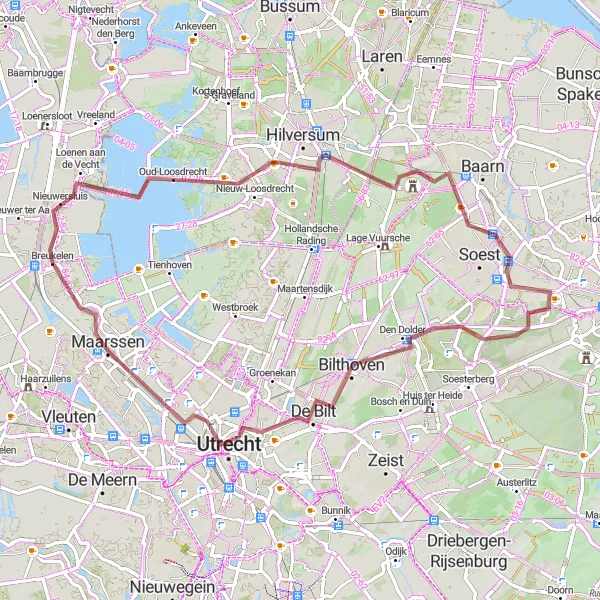 Map miniature of "Loenen aan de Vecht and Castles" cycling inspiration in Utrecht, Netherlands. Generated by Tarmacs.app cycling route planner