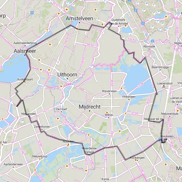 Map miniature of "Utrecht Road Loop" cycling inspiration in Utrecht, Netherlands. Generated by Tarmacs.app cycling route planner