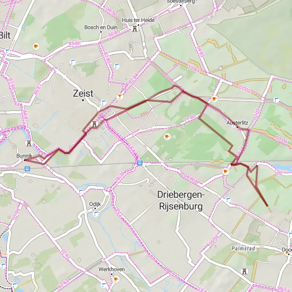 Map miniature of "The Gravel Loop" cycling inspiration in Utrecht, Netherlands. Generated by Tarmacs.app cycling route planner