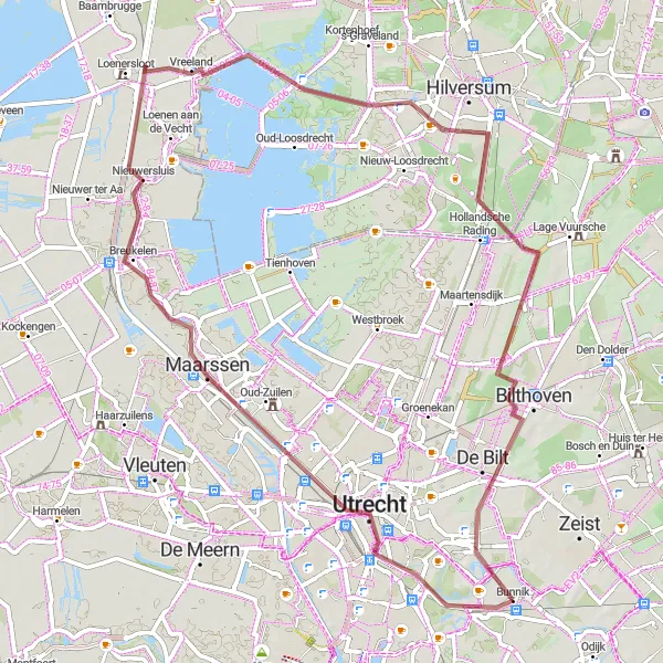 Miniatuurkaart van de fietsinspiratie "Gravel tour door het groene hart van Nederland" in Utrecht, Netherlands. Gemaakt door de Tarmacs.app fietsrouteplanner