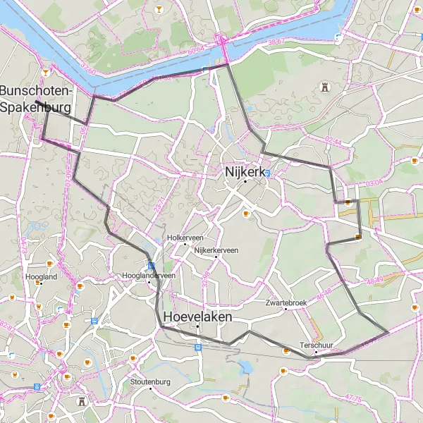 Map miniature of "Nijkerkernauw Loop from Hooglanderveen" cycling inspiration in Utrecht, Netherlands. Generated by Tarmacs.app cycling route planner