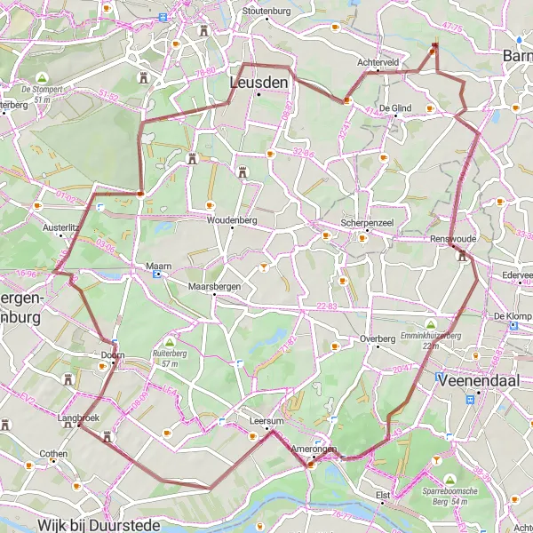 Map miniature of "Gravel Adventure in Utrecht" cycling inspiration in Utrecht, Netherlands. Generated by Tarmacs.app cycling route planner