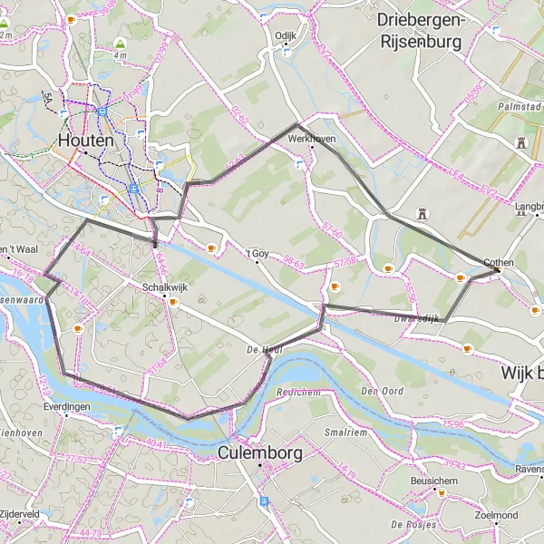 Miniatuurkaart van de fietsinspiratie "Wegroute naar Cothen" in Utrecht, Netherlands. Gemaakt door de Tarmacs.app fietsrouteplanner