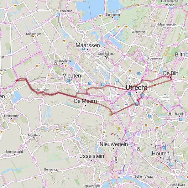 Map miniature of "Exploring Rural Utrecht" cycling inspiration in Utrecht, Netherlands. Generated by Tarmacs.app cycling route planner