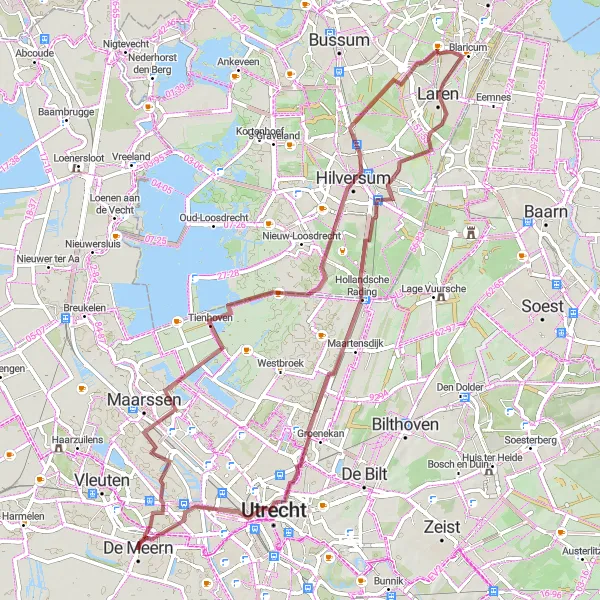 Map miniature of "Gravel Adventure" cycling inspiration in Utrecht, Netherlands. Generated by Tarmacs.app cycling route planner