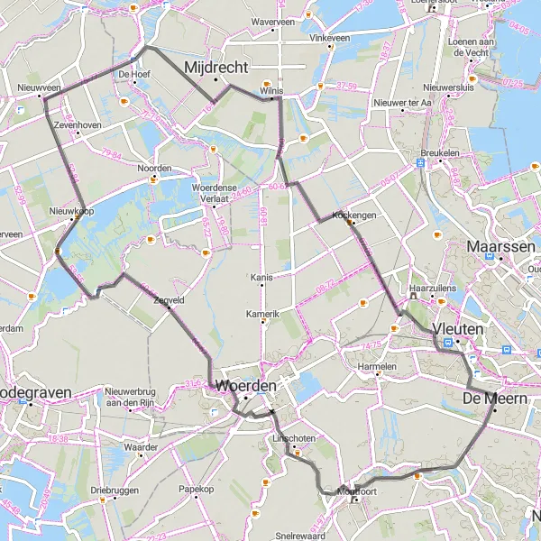 Map miniature of "Montfoort and Meije Loop" cycling inspiration in Utrecht, Netherlands. Generated by Tarmacs.app cycling route planner