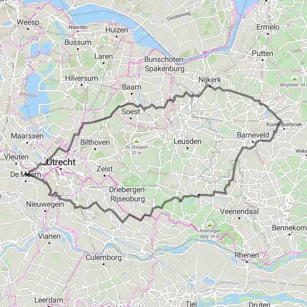 Map miniature of "Utrecht Countryside Loop" cycling inspiration in Utrecht, Netherlands. Generated by Tarmacs.app cycling route planner