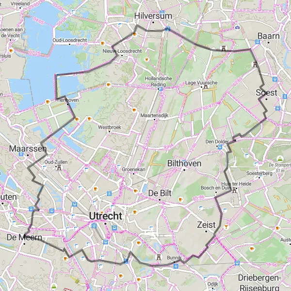 Map miniature of "Exploring Nature and Heritage" cycling inspiration in Utrecht, Netherlands. Generated by Tarmacs.app cycling route planner