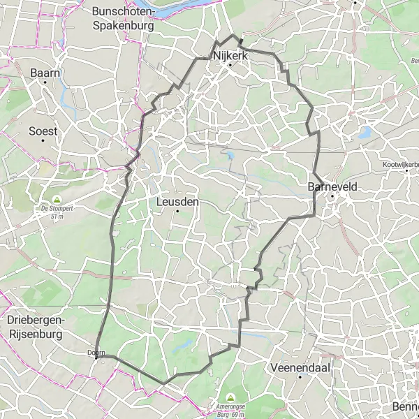 Map miniature of "Road Cycling Adventure to Ruiterberg and Overberg" cycling inspiration in Utrecht, Netherlands. Generated by Tarmacs.app cycling route planner