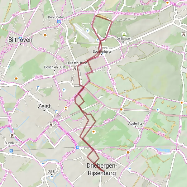 Miniatuurkaart van de fietsinspiratie "Kleine Avonturen in de Natuur" in Utrecht, Netherlands. Gemaakt door de Tarmacs.app fietsrouteplanner