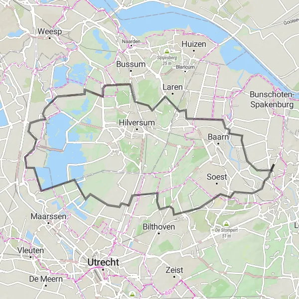 Map miniature of "Hoogland - HAWK (lanceer)heuvel Route" cycling inspiration in Utrecht, Netherlands. Generated by Tarmacs.app cycling route planner