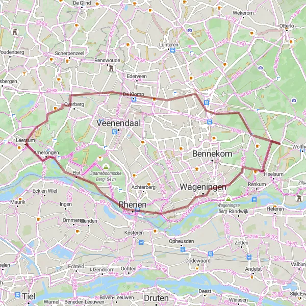 Map miniature of "Nature and Gravel Wonders" cycling inspiration in Utrecht, Netherlands. Generated by Tarmacs.app cycling route planner