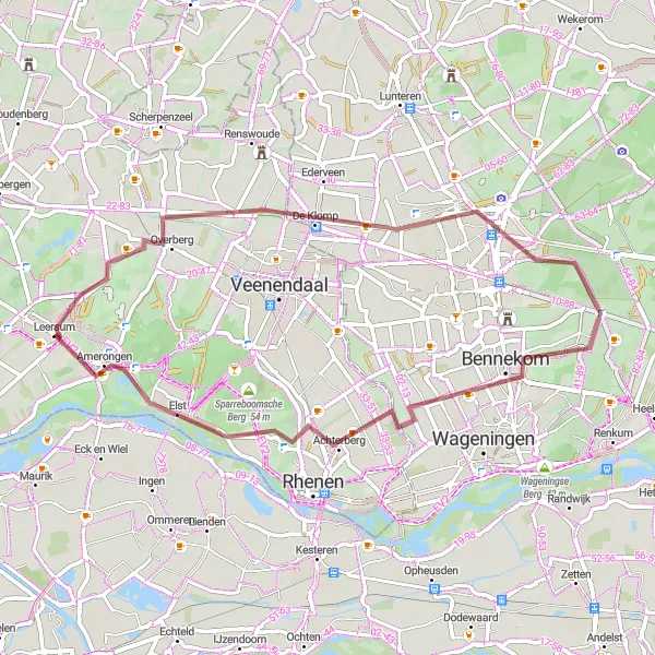 Map miniature of "Exploring Amerongen" cycling inspiration in Utrecht, Netherlands. Generated by Tarmacs.app cycling route planner