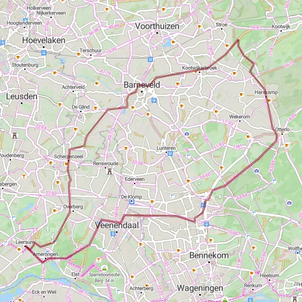 Map miniature of "Forest and Hills Escape" cycling inspiration in Utrecht, Netherlands. Generated by Tarmacs.app cycling route planner