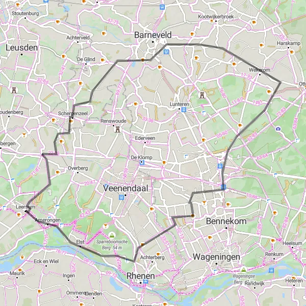 Map miniature of "Leersum Loop" cycling inspiration in Utrecht, Netherlands. Generated by Tarmacs.app cycling route planner