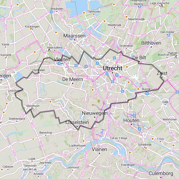 Miniatuurkaart van de fietsinspiratie "Historische route langs Harmelen en IJsselstein" in Utrecht, Netherlands. Gemaakt door de Tarmacs.app fietsrouteplanner
