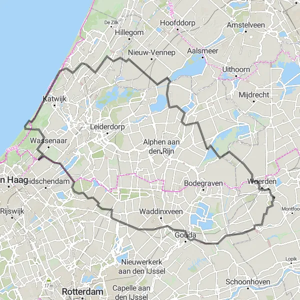 Map miniature of "Oudewater-Lisse Loop" cycling inspiration in Utrecht, Netherlands. Generated by Tarmacs.app cycling route planner