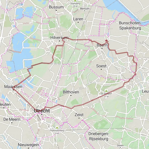 Miniatuurkaart van de fietsinspiratie "Avontuurlijke gravelrit langs Maarssen" in Utrecht, Netherlands. Gemaakt door de Tarmacs.app fietsrouteplanner